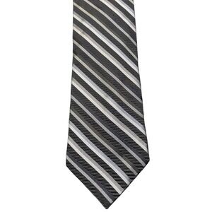 Stacy Adams Tie Mens Black Gray Silver Striped 100% Silk Signature Gold Handmade